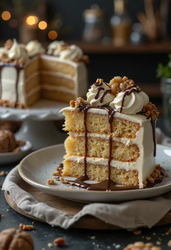 Tort de castane cu cremă de nuci servit