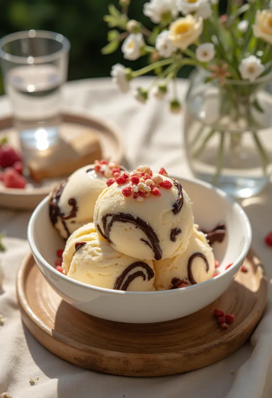Înghețată Peppermint Bark servită