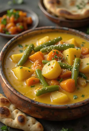 Curry de legume cu lapte de cocos servit