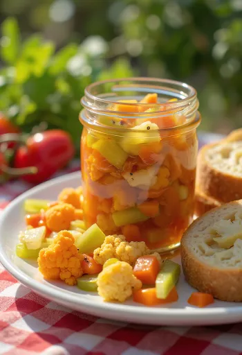 Giardiniera picantă servită
