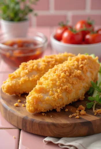 Piept de pui pane prăjit auriu, servit cu salată proaspătă