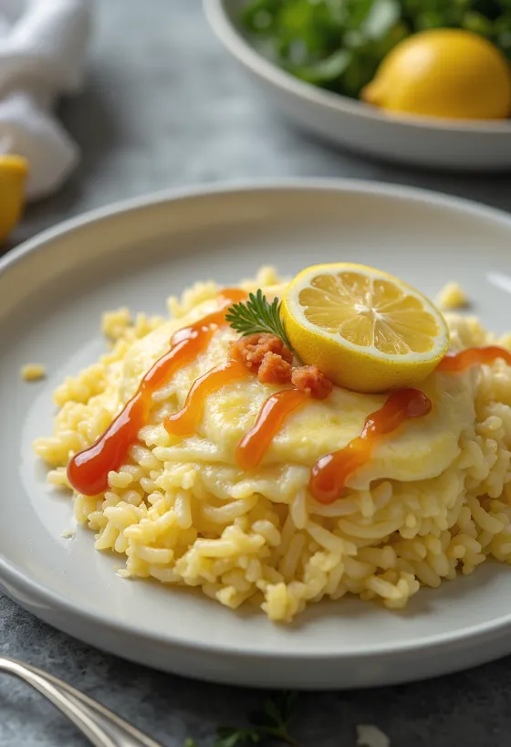 Bol Omurice cu lămâie, servit cu omletă și pătrunjel