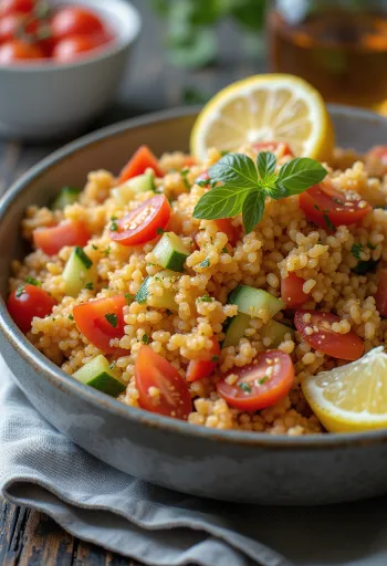 Salată de bulgur cu roșii și legume proaspete