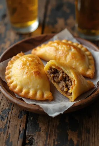Empanadas cu vită servit cu salată proaspătă