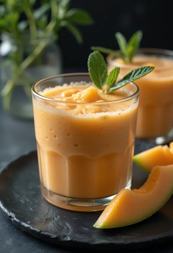 Smoothie de pepene galben servit în pahar