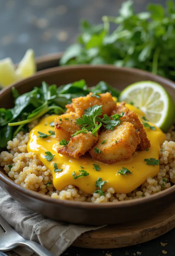 Curry de quinoa cu spanac și tofu cu lime