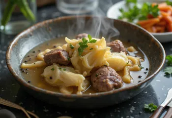 Fårikål cu piper negru, supă bogată de miel cu varză