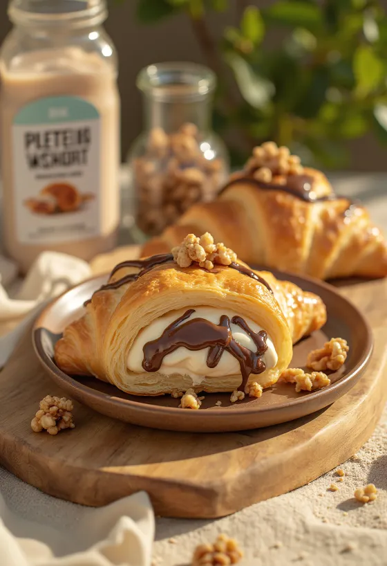 Croissant proteic servit cu nuci