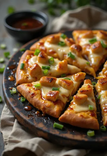 Teriyaki chicken pizza cu pui la grătar și semințe de susan