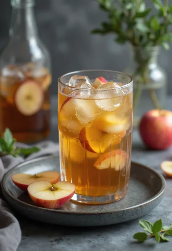 Ice tea cu mentă și mere proaspăt servit