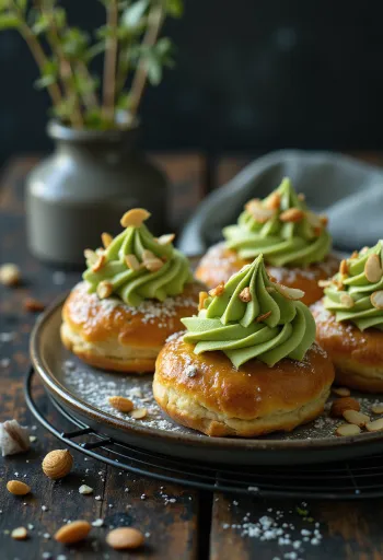 Semlor servit cu cremă de matcha
