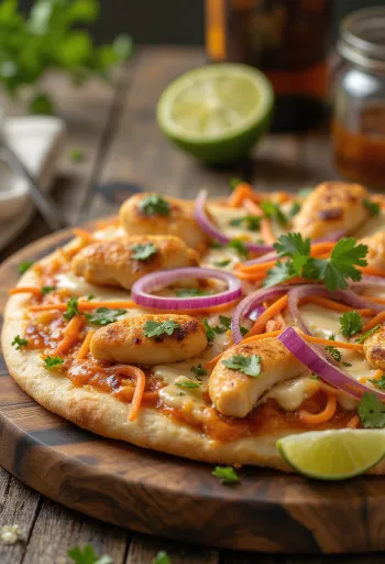 Thai chicken pizza cu sos de arahide și coriandru
