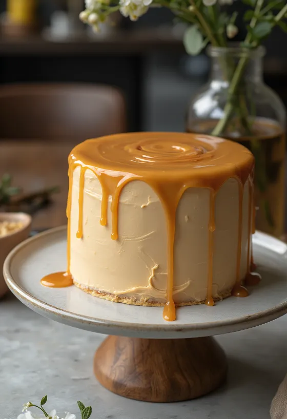 Tort cu caramel servit