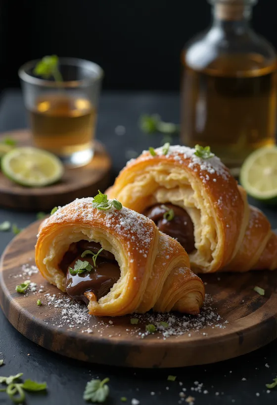 Croissant cu tequila servit