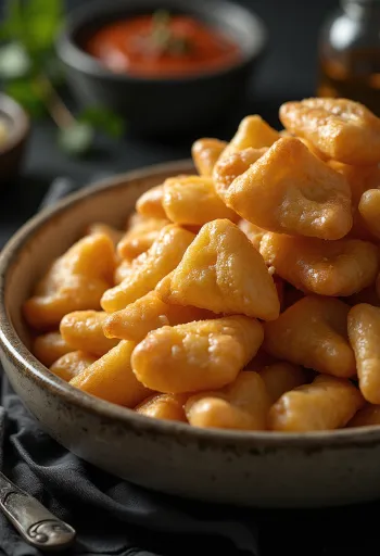 Pernuțe de aluat prăjit Boorsok într-un coș