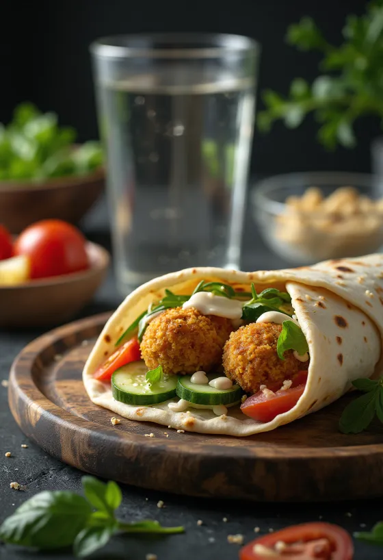 Wrap cu falafel de cartof dulce cu legume