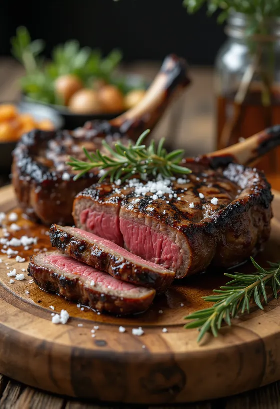 Friptură de antilopă (springbok) la grătar servită cu legume coapte