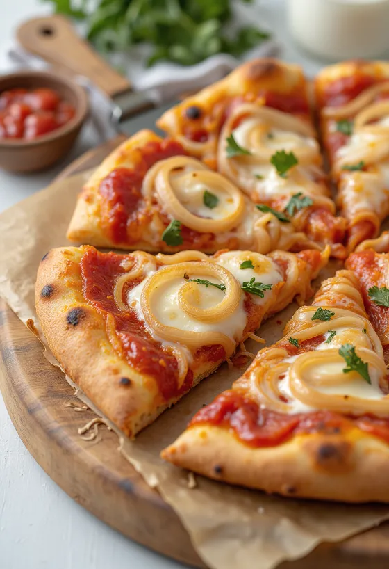 Pizza con Cipolla cu ceapă și mozzarella