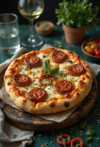 Pizza Diavola Vegană cu cârnați vegetali și chili