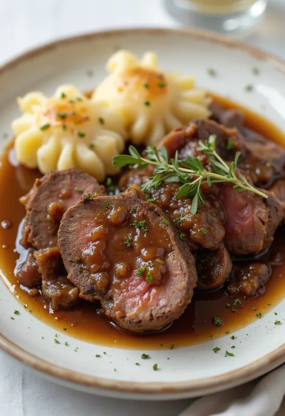 Sauerbraten servit