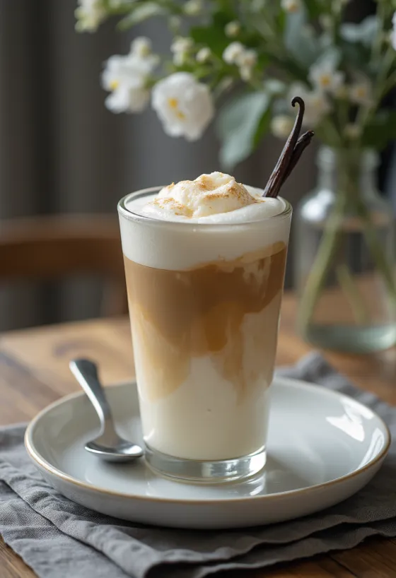 Latte cu vanilie proaspăt servit