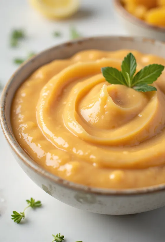 Sos tahini cu mango și lime servit