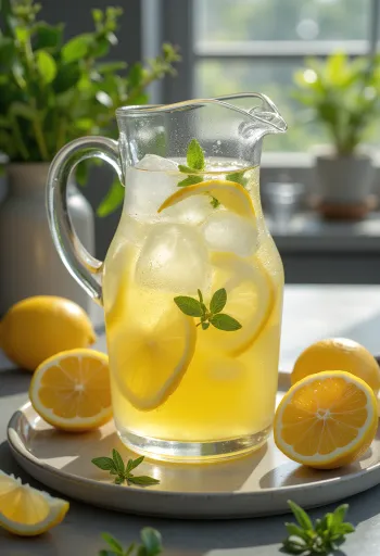 Limonadă cu mentă, lămâie proaspătă și gheață