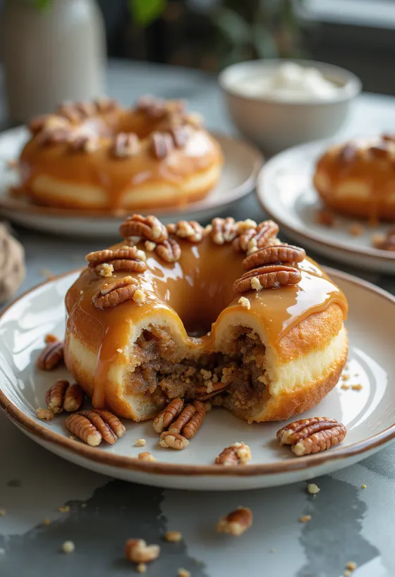 Gogoși tip Pecan Pie proaspăt servite
