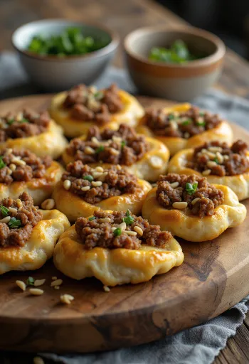 Sfiha servită cu pătrunjel proaspăt și salată