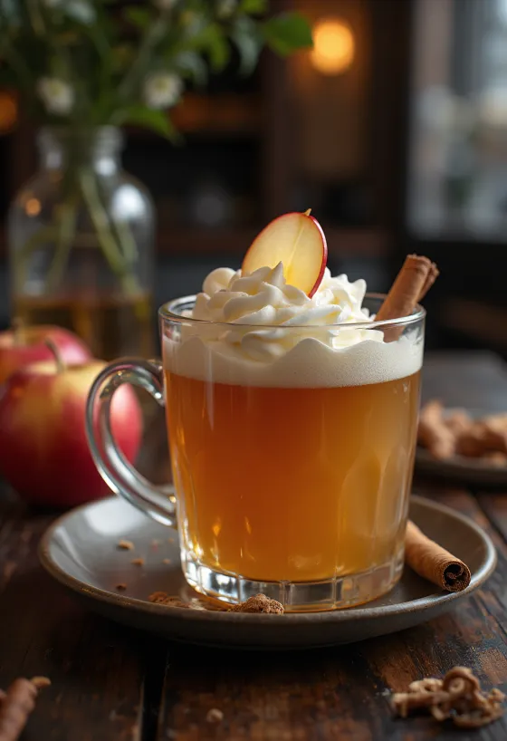 Cider cu pălincă de mere servit în pahar