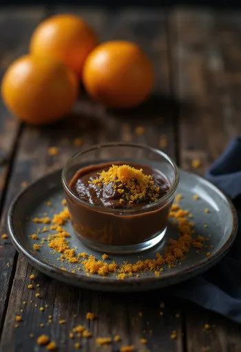 Parfait cu portocale și ciocolată servit