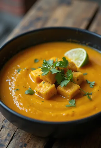 Cremă de dovleac cu tofu curry
