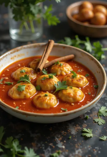 Gatte cu sos de roșii, curry indian cu găluște de năut