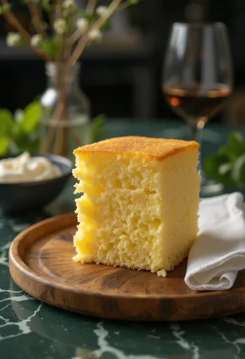 Tort clasic de pandișpan servit