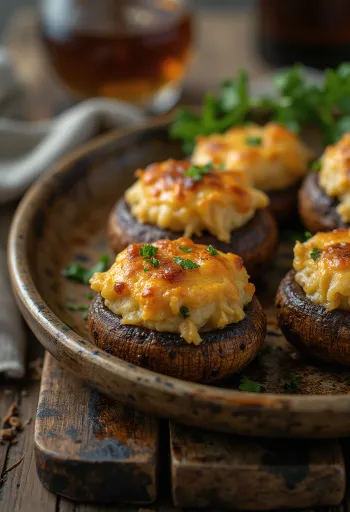 Ciuperci umplute cu pătrunjel și brânză vegană