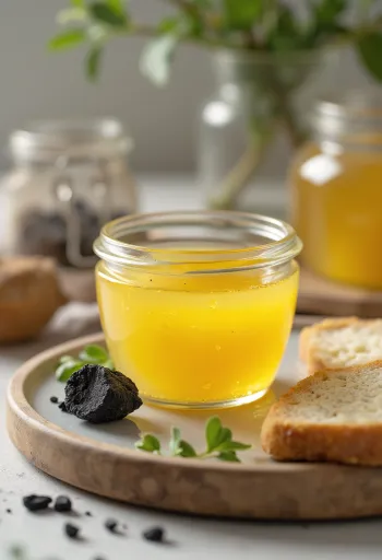 Ghee afumat într-un borcan, proaspăt preparat