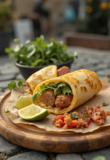 Burrito hot dog servit