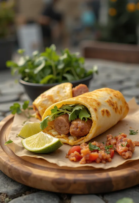 Burrito hot dog servit