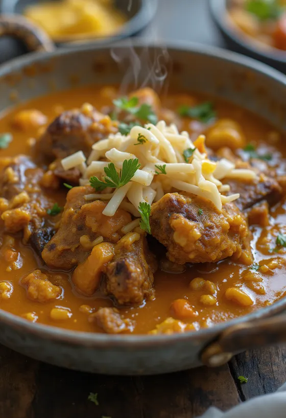 Curry de capră servit cu orez