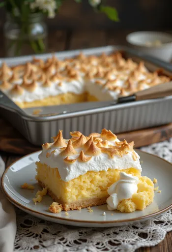 Prăjitură cu spumă de cocos servită pe farfurie