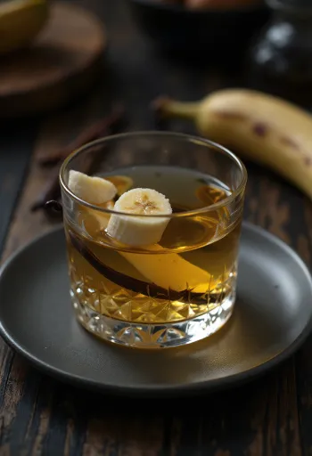 Lichior de banane servit în sticlă