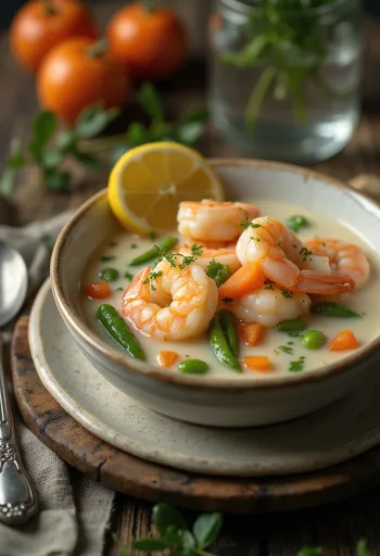 Chowder cu creveți, supă bogată cu smântână și fructe de mare