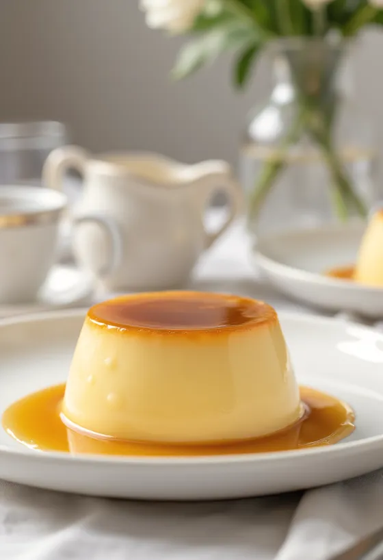 Flan clasic, servit cu strat de caramel