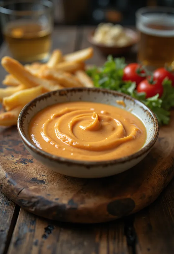 Maioneză Chipotle servită cu cartofi prăjiți