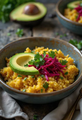 Bol Buddha cu quinoa, curry și sfeclă