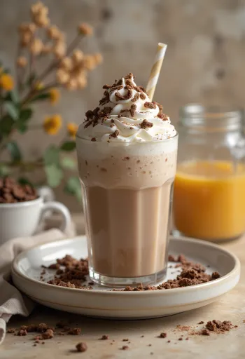 Frappuccino cu miere și ciocolată în pahar