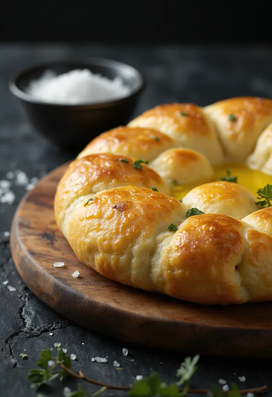 Focaccia cu cartofi servită