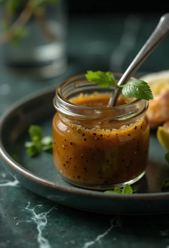 Sos de muștar cu oțet balsamic servit