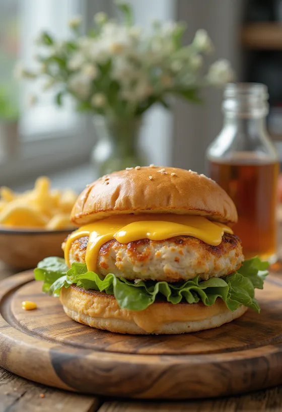 Hamburger de pui cu sos Ranch, pui la grătar
