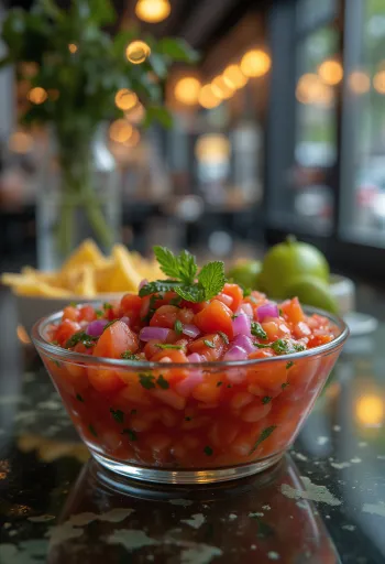 Salsa de roșii cu coriandru servită